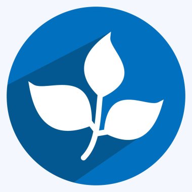 Simgeyi yumuşak mavi arkaplanda izole edilmiş modaya uygun uzun gölge şeklinde bırakır