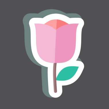 Siyah arkaplanda Gül Çıkartması izole edildi