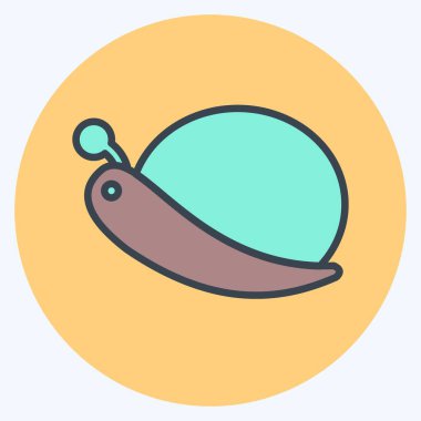 Yumuşak mavi arkaplanda izole edilmiş moda renk arkadaşı biçiminde salyangoz simgesi