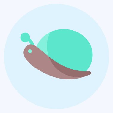 Salyangoz Simgesi yumuşak mavi arkaplanda izole edilmiş modaya uygun düz stil