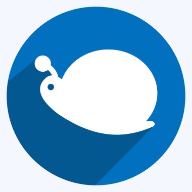 Yumuşak mavi arkaplanda izole edilmiş modaya uygun uzun gölge biçiminde salyangoz simgesi