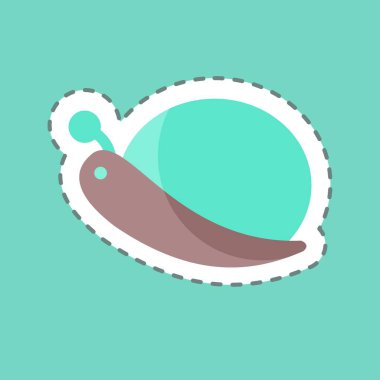 Moda satırındaki Salyangoz Terzisi Etiketi mavi arkaplanda izole edildi