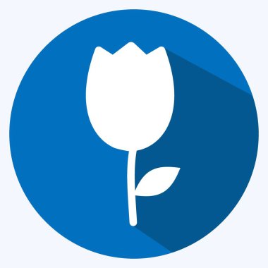 Lale Simgesi yumuşak mavi arkaplanda izole edilmiş uzun gölge biçiminde