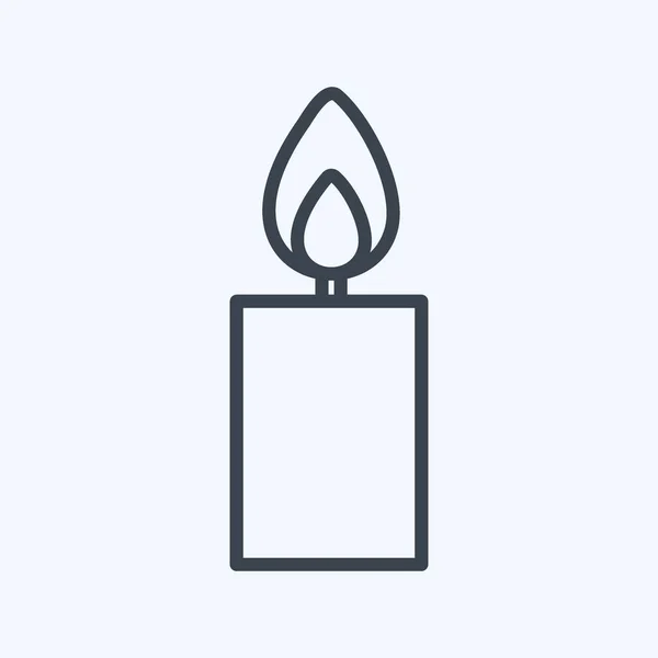 Lit Candle Icon Trendy Line Style Isolated Soft Blue Background — стоковый вектор