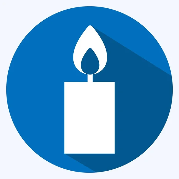 Lit Candle Simgesi Yumuşak Mavi Arkaplanda Izole Edilmiş Modaya Uygun — Stok Vektör