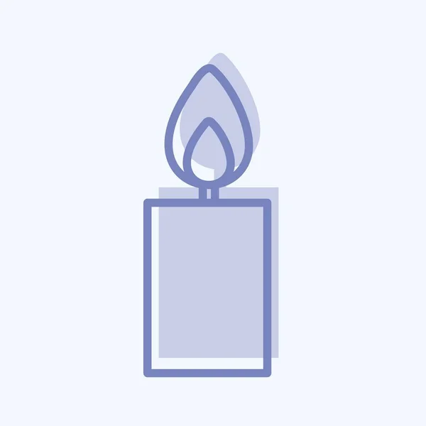 Lit Candle Icon Trendy Two Tone Style Isolated Soft Blue — стоковый вектор