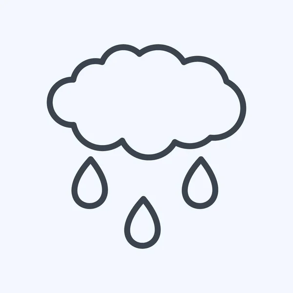Rain Cloud Ikona Módním Stylu Linky Izolované Měkkém Modrém Pozadírain — Stockový vektor
