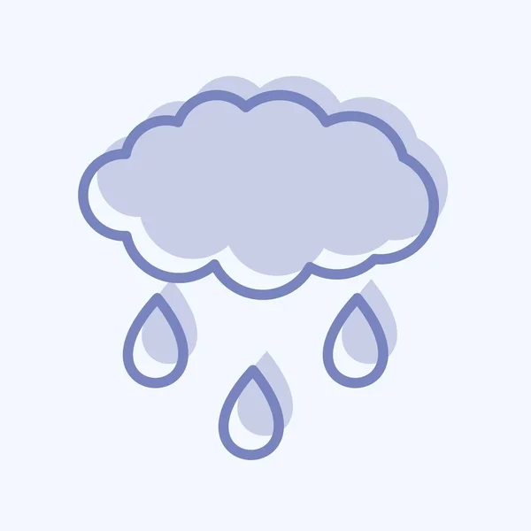 柔らかい青の背景に隔離された流行の2つのトーンスタイルで雨の雲のアイコン — ストックベクタ