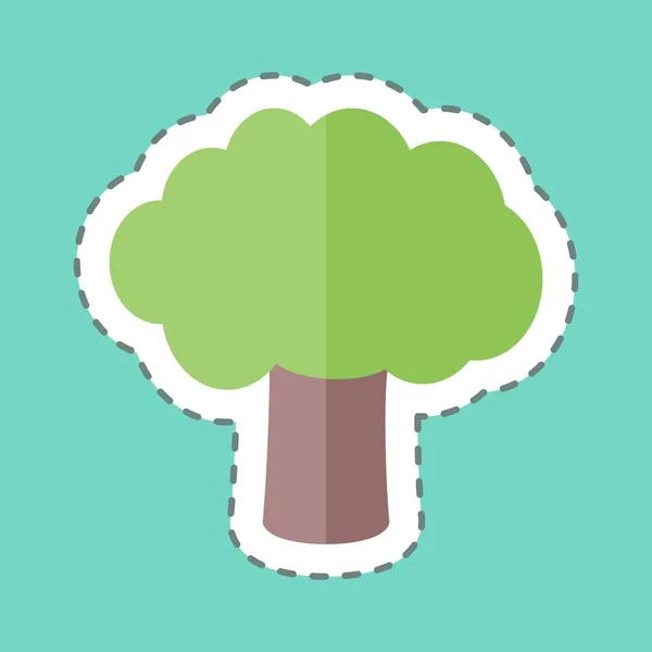 Tree Sticker Trendy Line Cut Isolated Blue Background — стоковый вектор