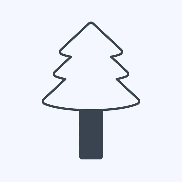 Ikona Drzewa Modnym Stylu Glifowym Odizolowana Miękkim Niebieskim Tle — Wektor stockowy