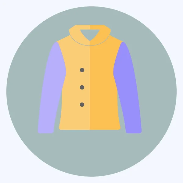 Warm Jacket Icon Trendy Flat Style Isolated Soft Blue Background — Stock vektor