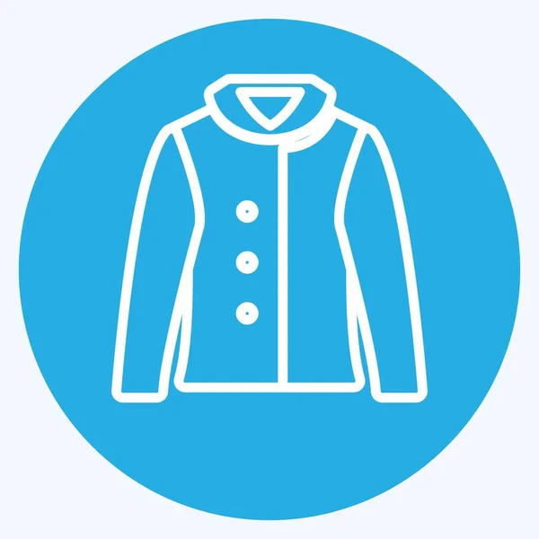 Warm Jacket Icon Trendy Blue Eyes Style Isolated Soft Blue — Stock vektor