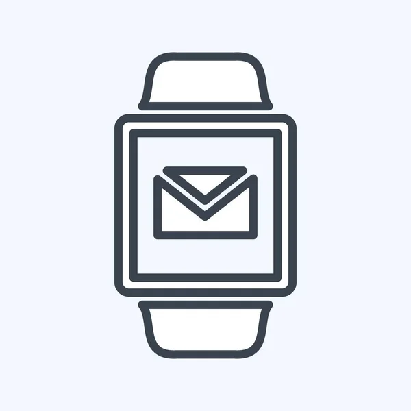 Email App Ikon Trendi Vonal Stílus Elszigetelt Puha Kék Háttér — Stock Vector