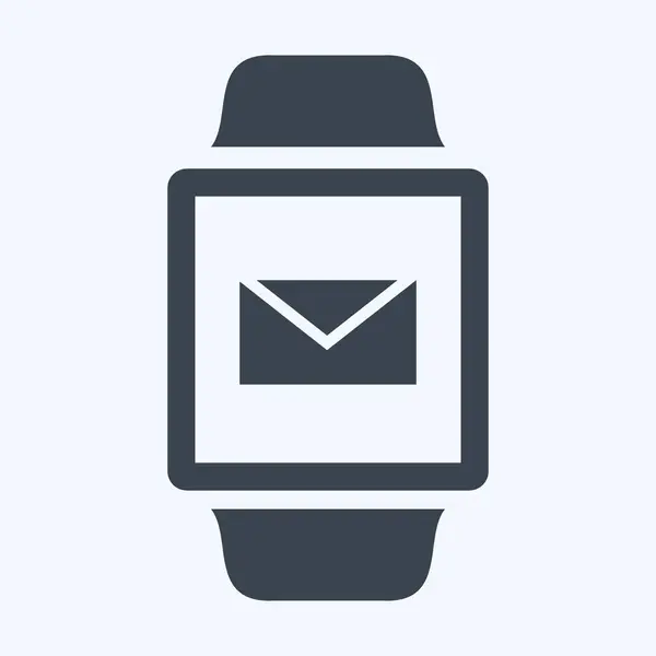 Email App Ikon Trendi Glyph Stílus Elszigetelt Puha Kék Háttér — Stock Vector