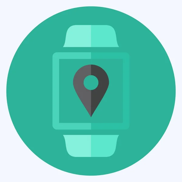 Location App Icon Трехмерном Плоском Стиле Изолированном Мягком Синем Фоне — стоковый вектор