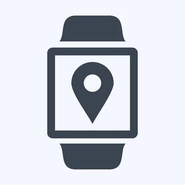 Location App Icon Стиле Trendy Glyph Изолированный Мягком Синем Фоне — стоковый вектор