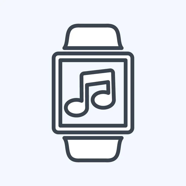Icône App Musique Dans Style Ligne Tendance Isolé Sur Fond — Image vectorielle