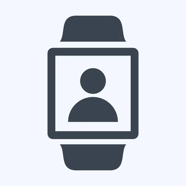 User Watch Icon Trendy Glyph Style Isolated Soft Blue Background — Vetor de Stock