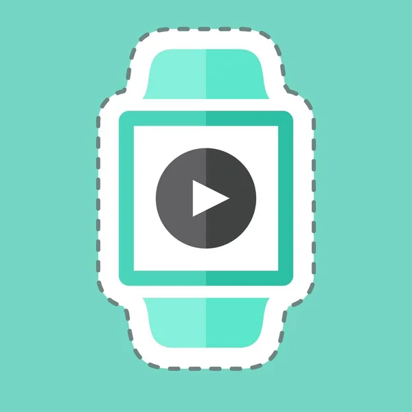 Video App Sticker Trendy Line Cut Isolated Blue Background — Stockvektor