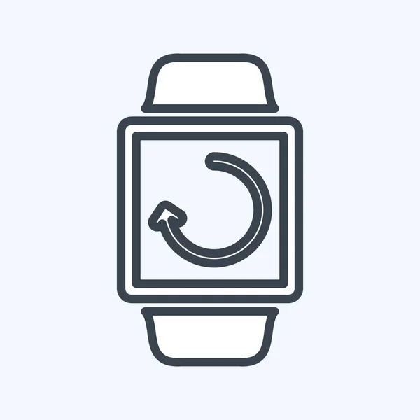 Horloge Sync Icon Trendy Lijn Stijl Geïsoleerd Zachte Blauwe Achtergrond — Stockvector