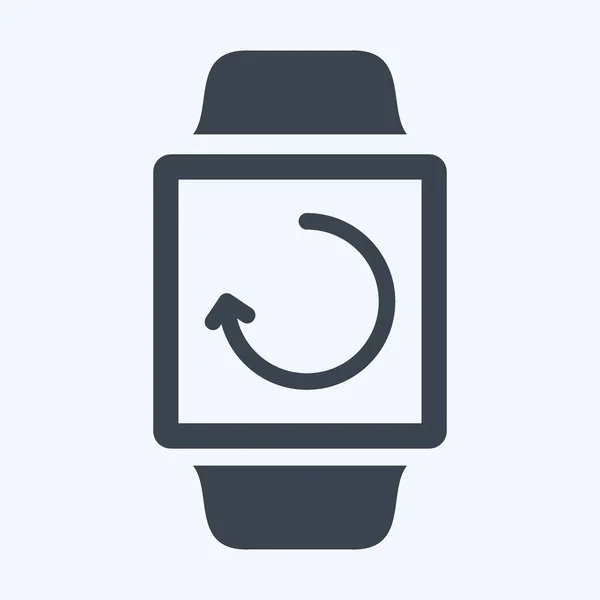 Watch Sync Icon Trendy Glyph Style Isolated Soft Blue Background — Vettoriale Stock