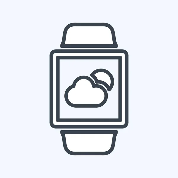 Weather App Icon Trendy Line Style Isolated Soft Blue Background — Stock vektor