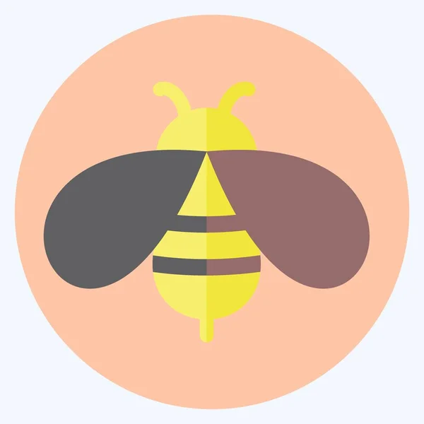 Пчелиная Икона Трехмерном Плоском Стиле Мягком Голубом Фоне — стоковый вектор