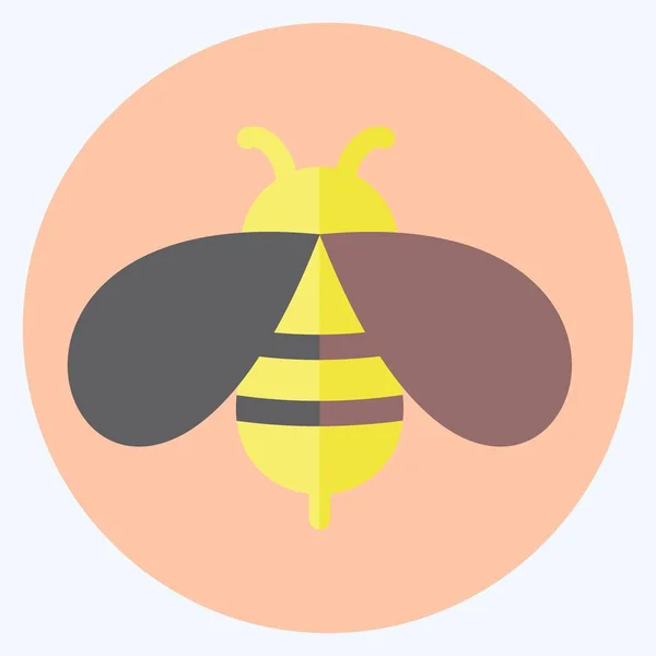 Icono Abeja Estilo Plano Moda Aislado Sobre Fondo Azul Suave — Vector de stock