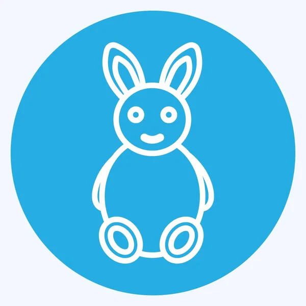 Bunny Icône Mode Yeux Bleus Style Isolé Sur Fond Bleu — Image vectorielle