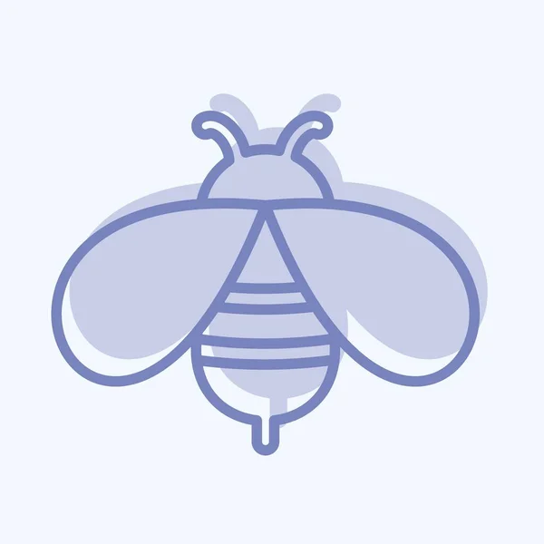 Bee Icon Trendigen Zwei Ton Stil Isoliert Auf Weichem Blauen — Stockvektor