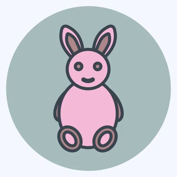 Bunny Icône Dans Style Mate Couleur Mode Isolé Sur Fond — Image vectorielle