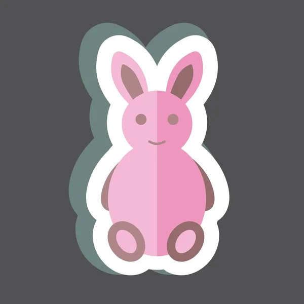 Bunny Sticker Trendy Isolated Black Background — Stock Vector