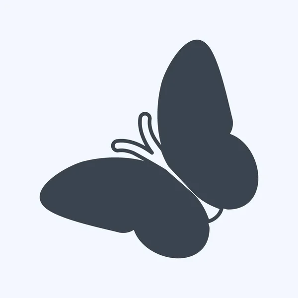 Butterfly Flying Icon Trendy Glyph Style Isolated Soft Blue Background —  Vetores de Stock