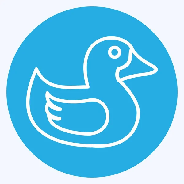 Ikon Bebek Dengan Gaya Mata Biru Trendi Terisolasi Pada Latar - Stok Vektor