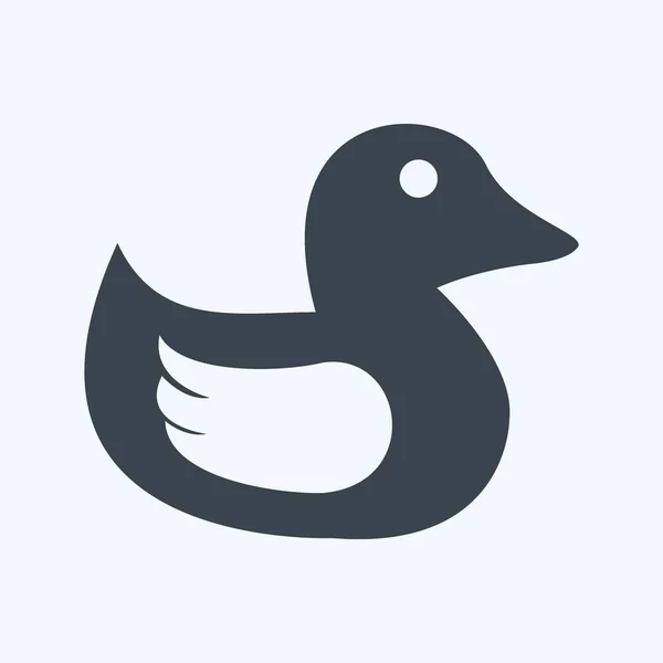 Ícono Del Patito Estilo Glifo Moda Aislado Sobre Fondo Azul — Vector de stock