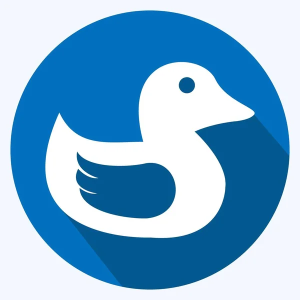 Duckling Icon Trendy Long Shadow Style Isolated Soft Blue Background — Stockvektor