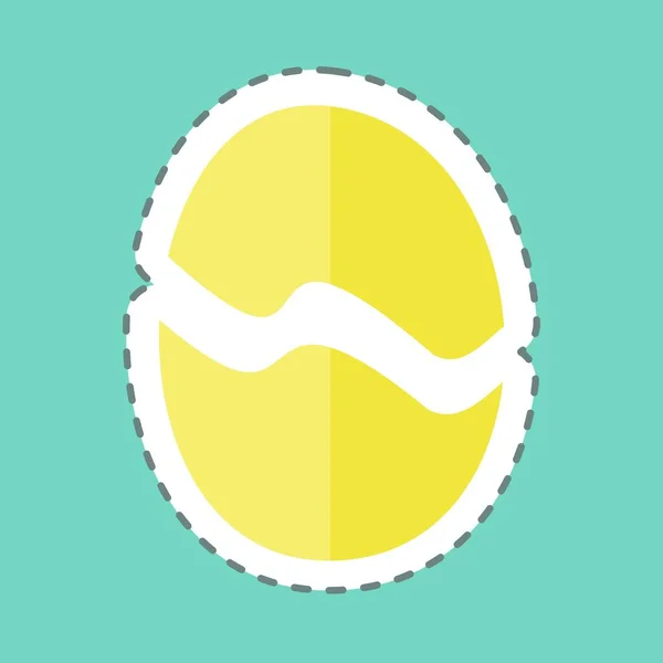 Egg Tailor Sticker Trendy Line Cut Isolated Blue Background — Stockvektor