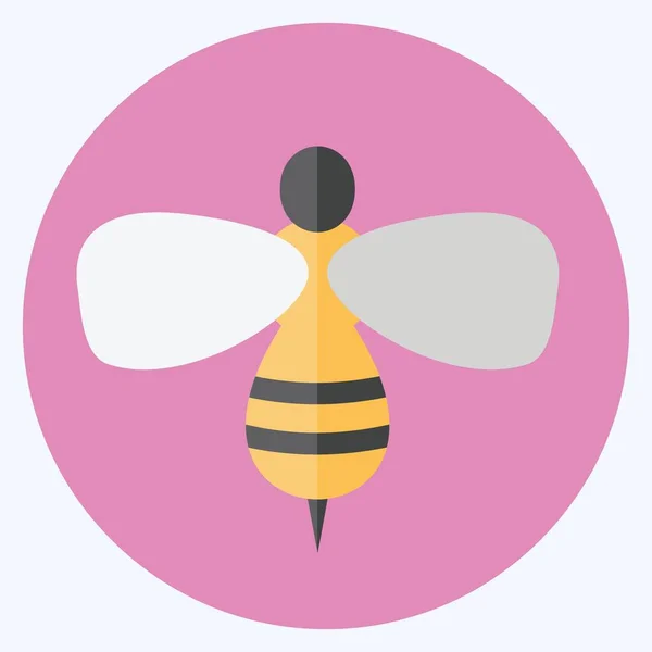 Медовая Пчела Икона Модном Плоском Стиле Изолированы Мягком Синем Фоне — стоковый вектор