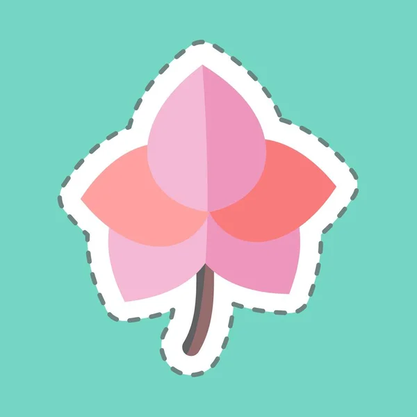 Orchid Icon Sticker Trendy Line Cut Isolated Blue Background — Stockvektor