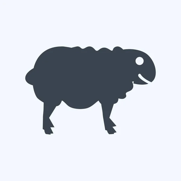 Sheep Icon Trendy Glyph Style Isolated Soft Blue Background — Stock Vector