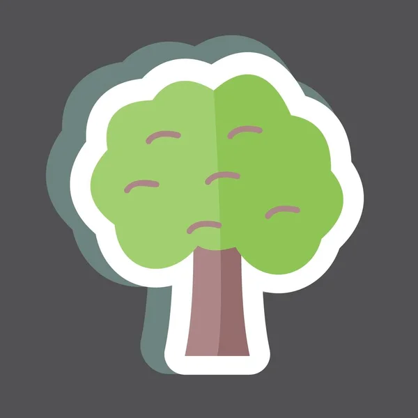 Tree Sticker Trendy Isolated Black Background — Stock Vector