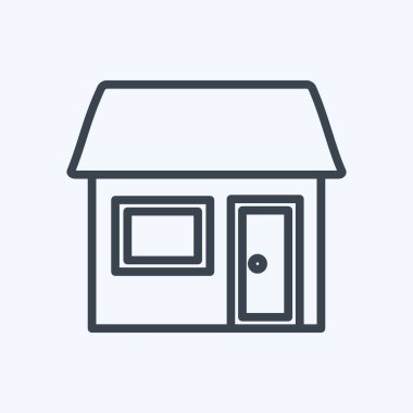 Yumuşak mavi arkaplanda izole edilmiş modaya uygun çizgi biçiminde kafe ve çubuk simgesi