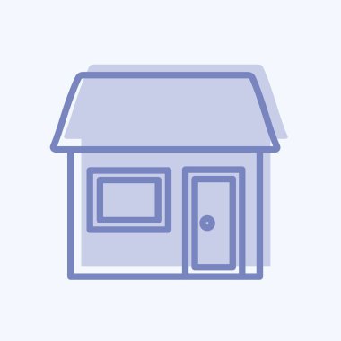 Kafe ve Çubuk Simgesi iki ton tarzında yumuşak mavi arkaplanda izole