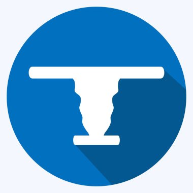 Kafe Tablo Simgesi yumuşak mavi arkaplanda izole edilmiş modaya uygun uzun gölge biçimi