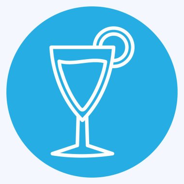 Modayı takip eden mavi gözlü Cosmopolitan Simgesi yumuşak mavi arkaplanda izole