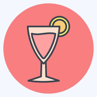 Yumuşak mavi arkaplanda izole edilmiş renkli eş tarzında Cosmopolitan Simgesi