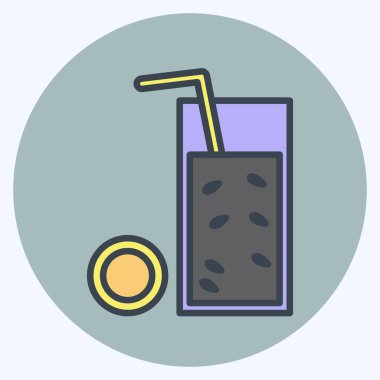 Yumuşak mavi arkaplanda izole edilmiş moda renk arkadaşı tarzında Lemon Juice Simgesi