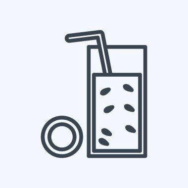 Yumuşak mavi arkaplanda izole edilmiş moda satır biçiminde Lemon Juice Simgesi