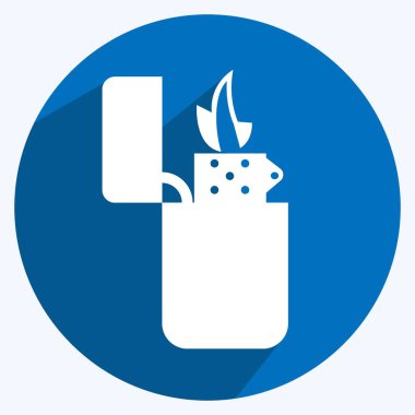 Yumuşak mavi arkaplanda izole edilmiş modaya uygun uzun gölge biçiminde daha hafif simge