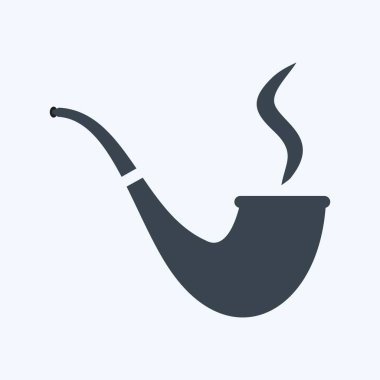 Lit Smoking Pipe Simgesi yumuşak mavi arkaplanda izole edilmiş moda kabartma biçimi